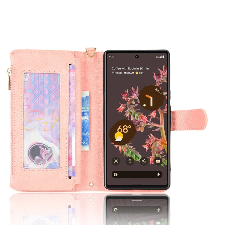 For Google Pixel 6 Litchi Texture Zipper Leather Phone Case