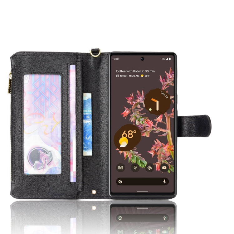 For Google Pixel 6 Litchi Texture Zipper Leather Phone Case