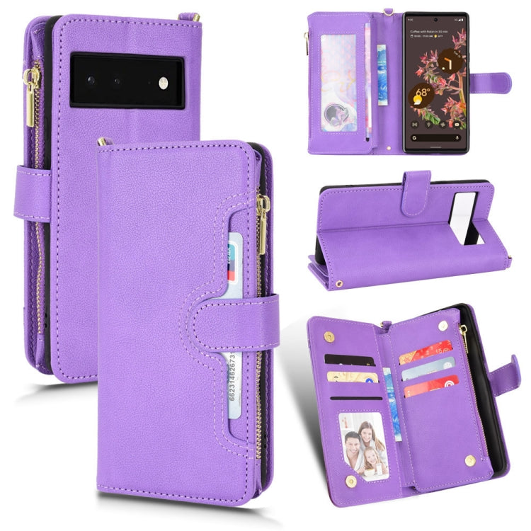For Google Pixel 6 Litchi Texture Zipper Leather Phone Case