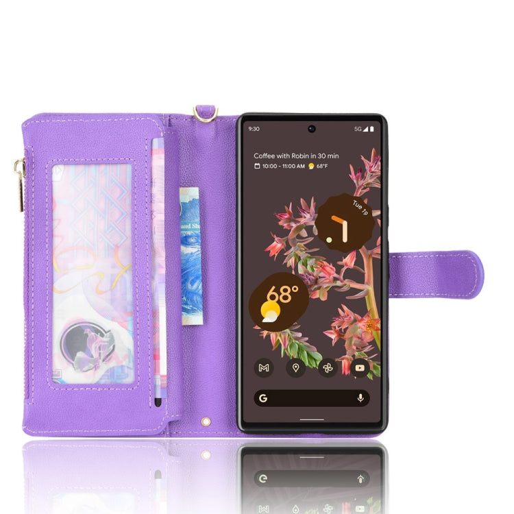 For Google Pixel 6 Litchi Texture Zipper Leather Phone Case