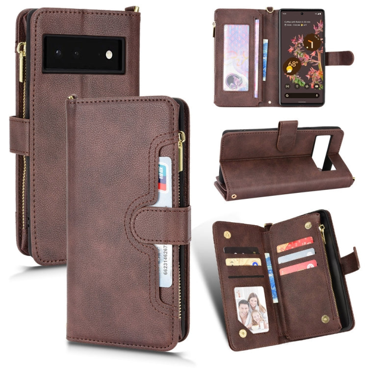 For Google Pixel 6 Litchi Texture Zipper Leather Phone Case