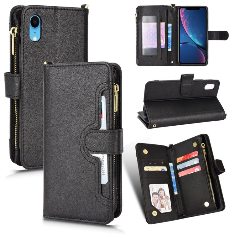 For iPhone XR Litchi Texture Zipper Leather Phone Case