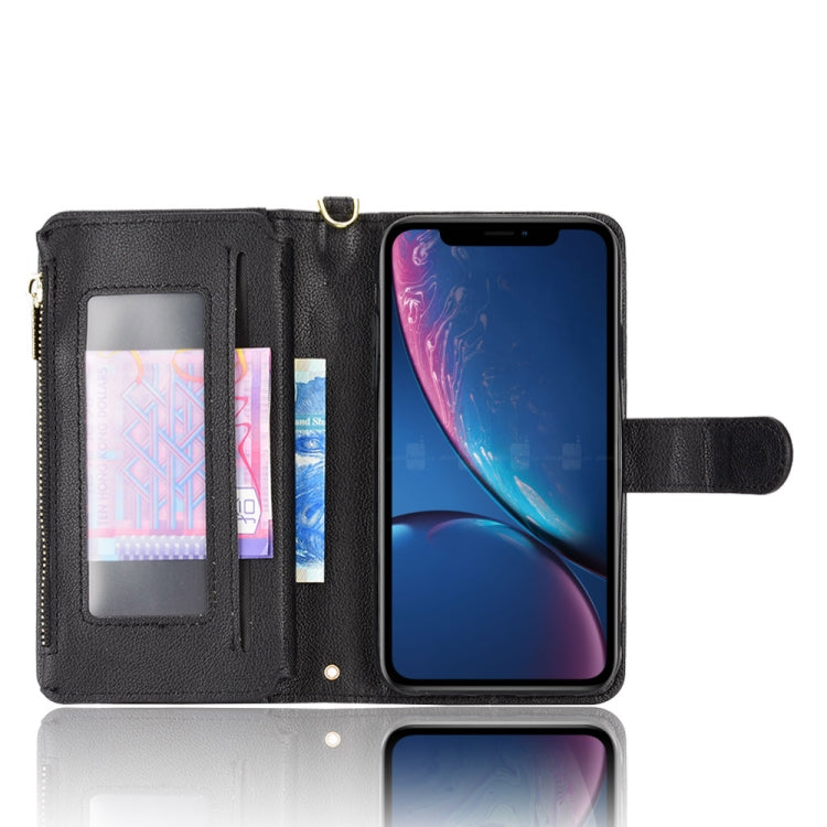 For iPhone XR Litchi Texture Zipper Leather Phone Case