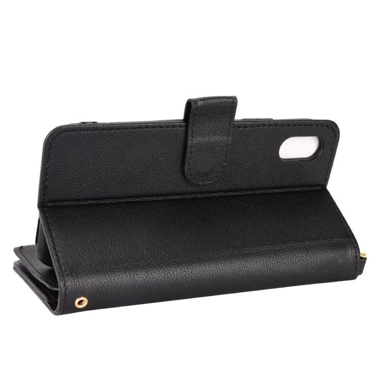 For iPhone XR Litchi Texture Zipper Leather Phone Case