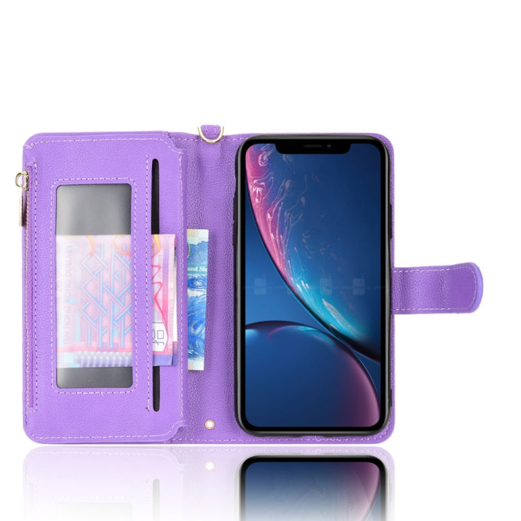 For iPhone XR Litchi Texture Zipper Leather Phone Case