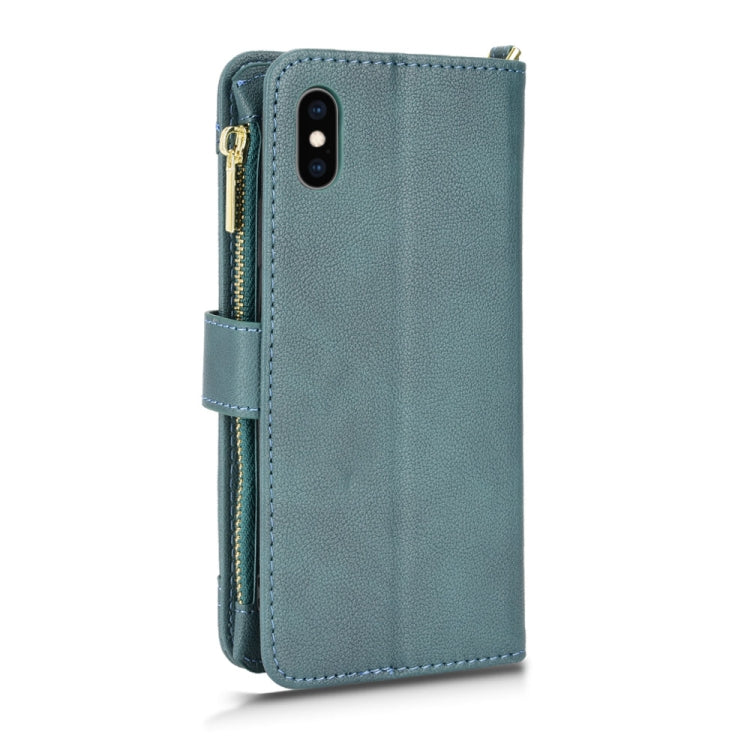 For iPhone XS Max Litchi Texture Zipper Leather Phone Case