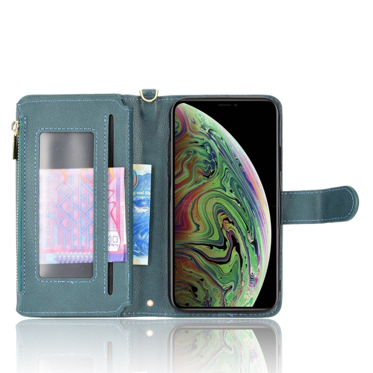 For iPhone XS Max Litchi Texture Zipper Leather Phone Case