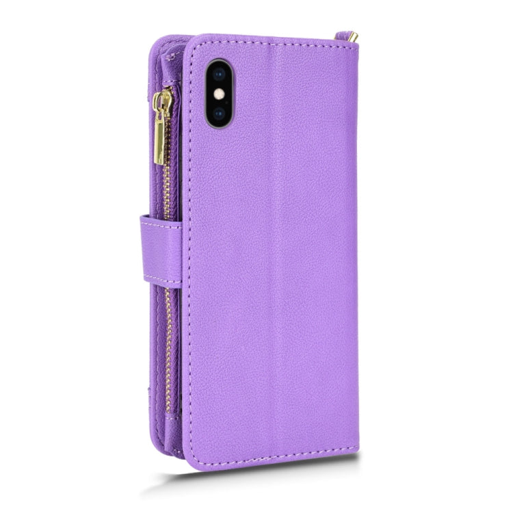 For iPhone XS Max Litchi Texture Zipper Leather Phone Case