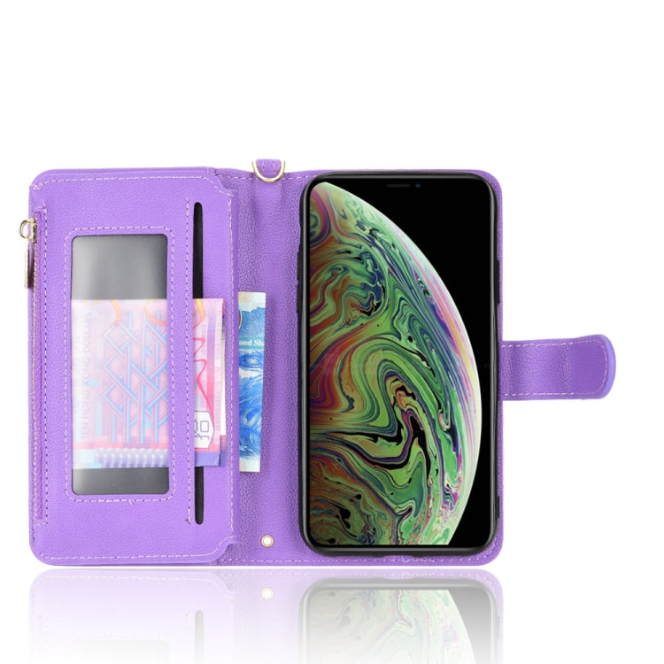 For iPhone XS Max Litchi Texture Zipper Leather Phone Case