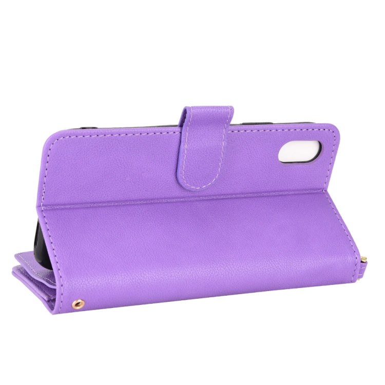 For iPhone XS Max Litchi Texture Zipper Leather Phone Case