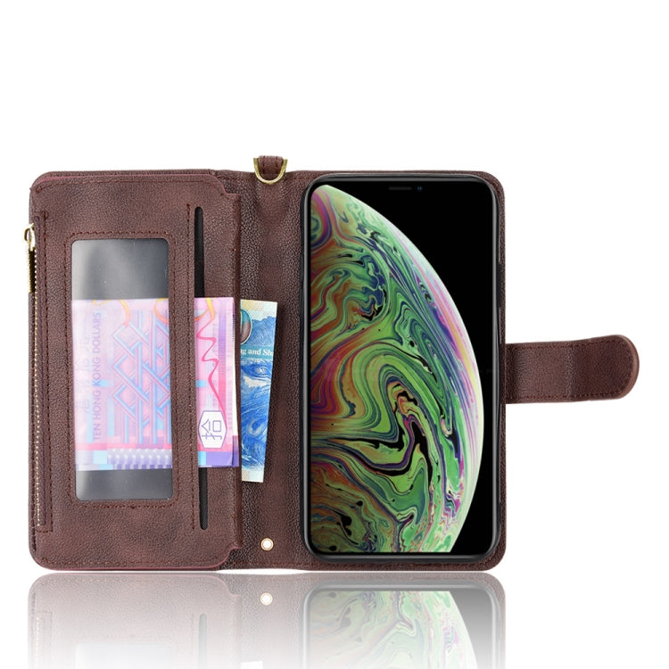 For iPhone XS Max Litchi Texture Zipper Leather Phone Case