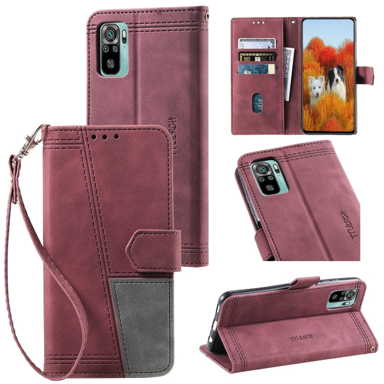 For Xiaomi Redmi Note 10 4G Splicing Leather Phone Case