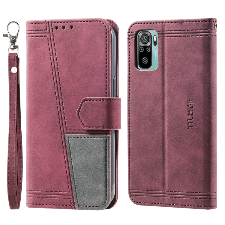 For Xiaomi Redmi Note 10 4G Splicing Leather Phone Case