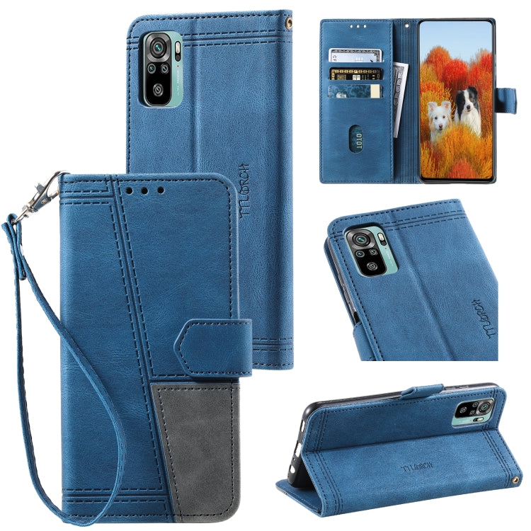 For Xiaomi Redmi Note 10 4G Splicing Leather Phone Case