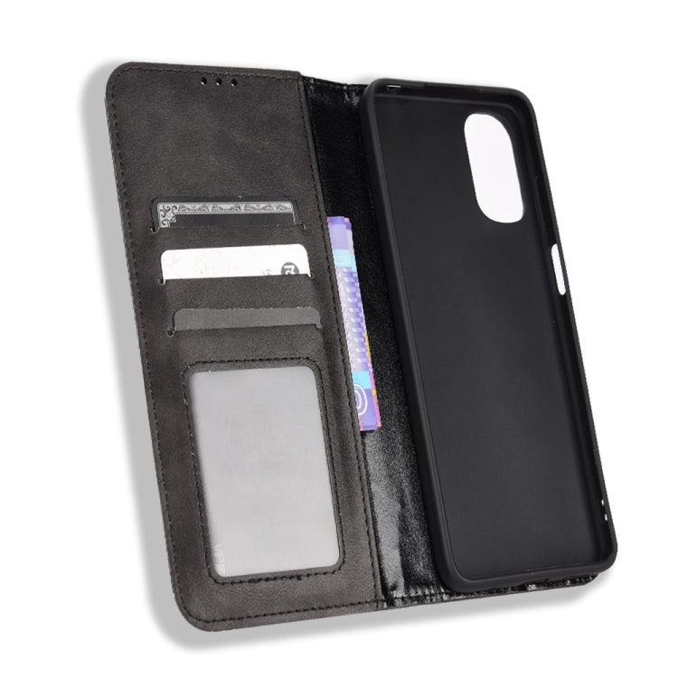 For Motorola Moto E32 4G Magnetic Buckle Retro Texture Leather Phone Case