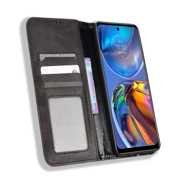 For Motorola Moto E32 4G Magnetic Buckle Retro Texture Leather Phone Case