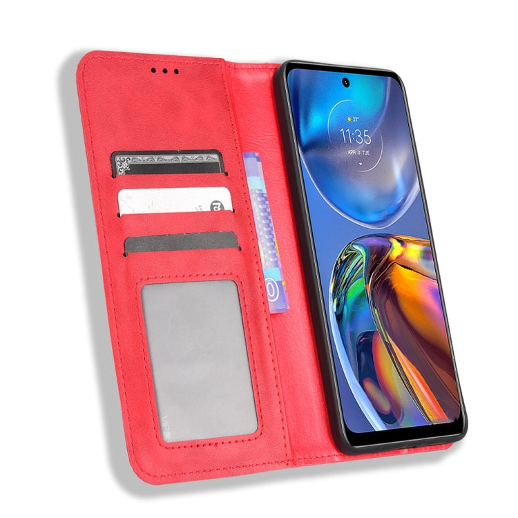 For Motorola Moto E32 4G Magnetic Buckle Retro Texture Leather Phone Case