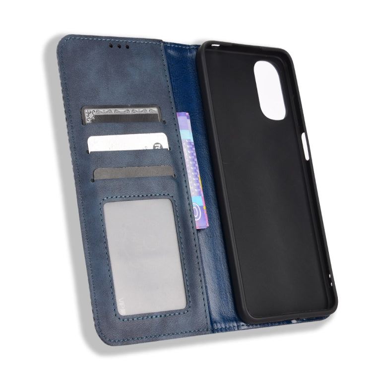 For Motorola Moto E32 4G Magnetic Buckle Retro Texture Leather Phone Case