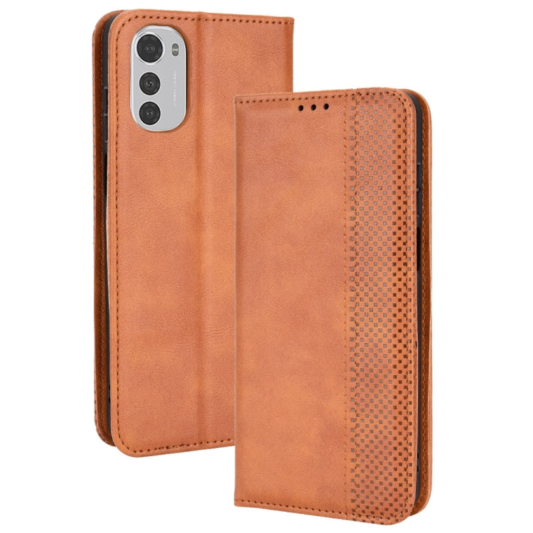 For Motorola Moto E32 4G Magnetic Buckle Retro Texture Leather Phone Case