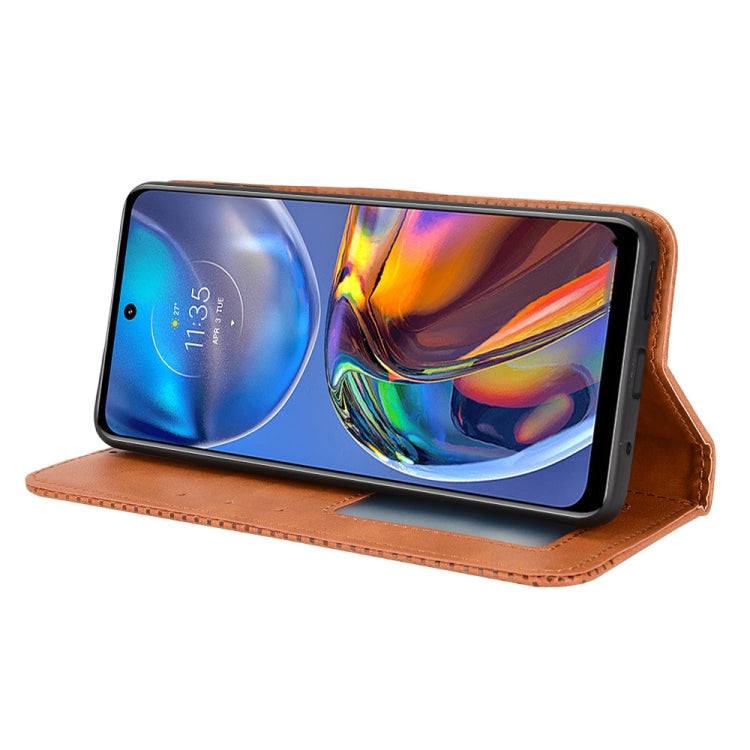 For Motorola Moto E32 4G Magnetic Buckle Retro Texture Leather Phone Case