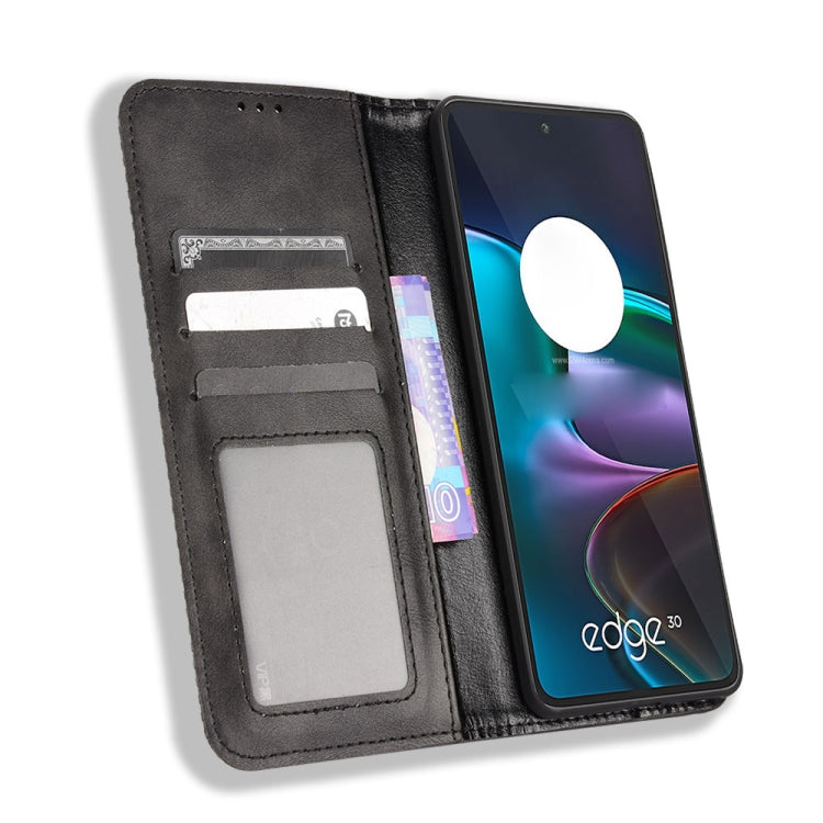 For Motorola Edge 30 Magnetic Buckle Retro Texture Leather Phone Case