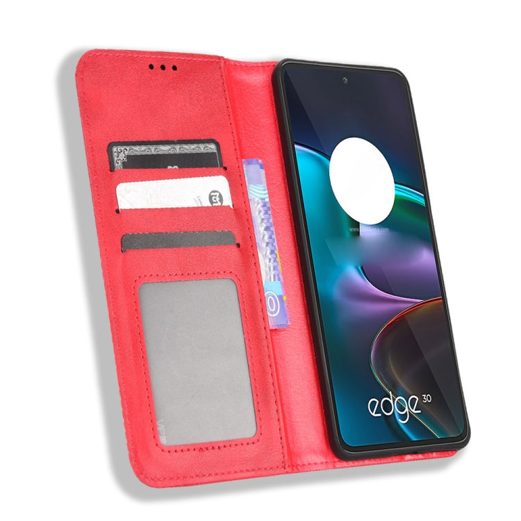 For Motorola Edge 30 Magnetic Buckle Retro Texture Leather Phone Case