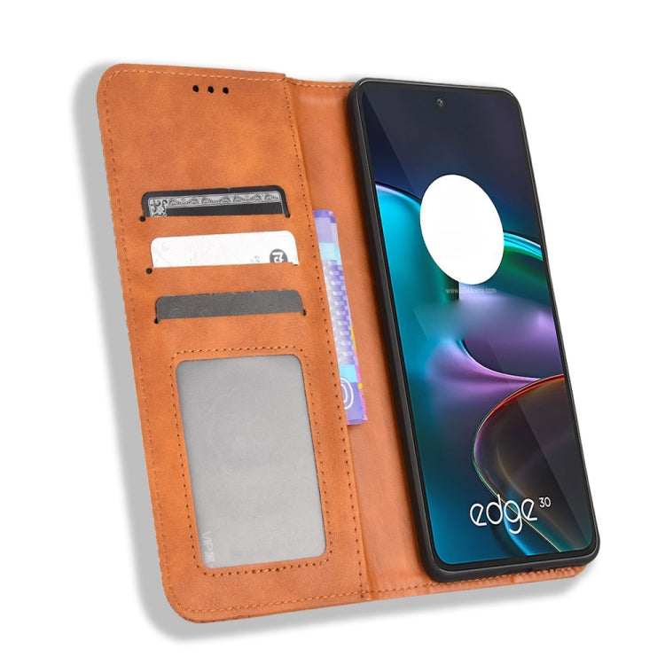 For Motorola Edge 30 Magnetic Buckle Retro Texture Leather Phone Case