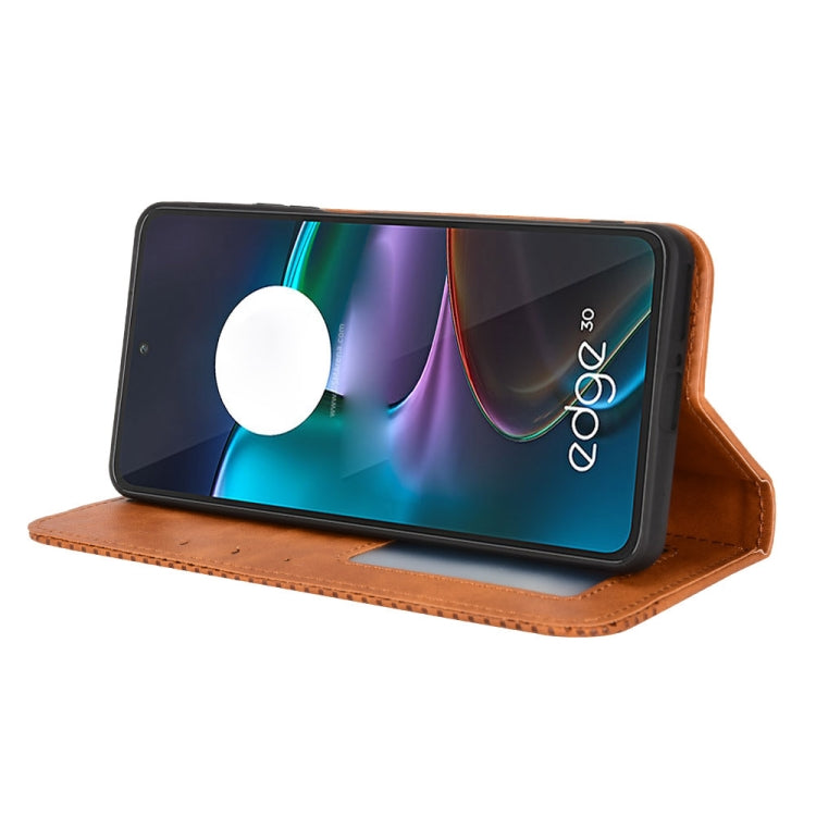 For Motorola Edge 30 Magnetic Buckle Retro Texture Leather Phone Case