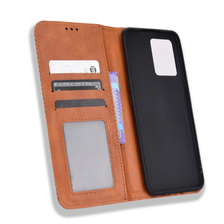 For OPPO Realme 9 4G / 9 Pro+ Magnetic Buckle Retro Texture Leather Phone Case