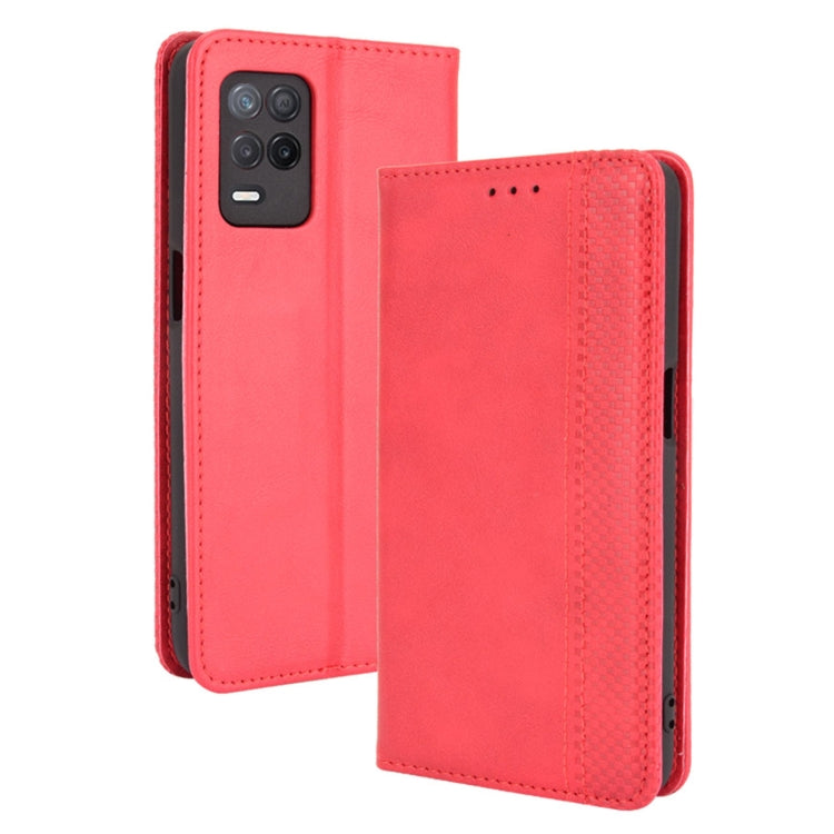 For OPPO Realme 9 5G India / V13 5G / 8 5G Magnetic Buckle Retro Texture Leather Phone Case