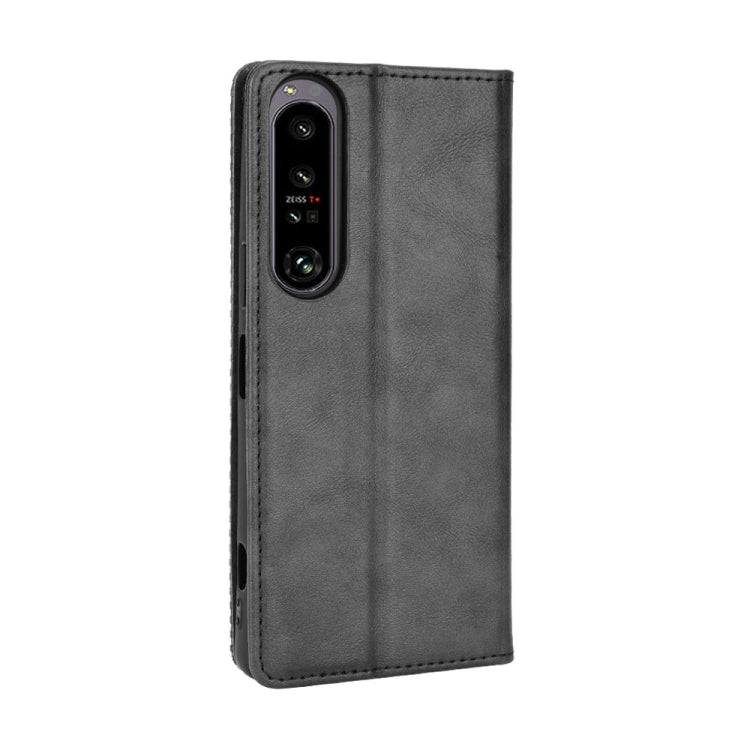 For Sony Xperia 1 IV Magnetic Buckle Retro Texture Leather Phone Case