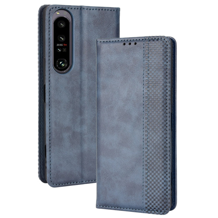 For Sony Xperia 1 IV Magnetic Buckle Retro Texture Leather Phone Case
