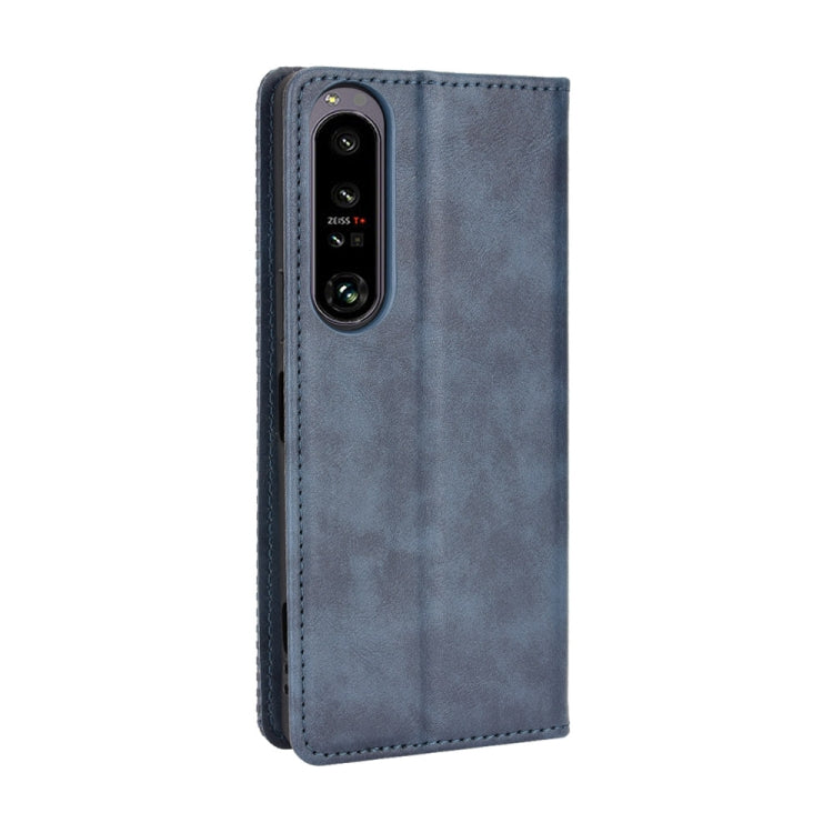 For Sony Xperia 1 IV Magnetic Buckle Retro Texture Leather Phone Case