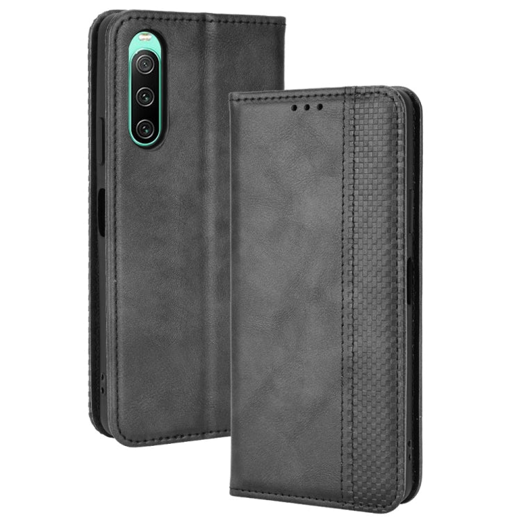 For Sony Xperia 10 IV Magnetic Buckle Retro Texture Leather Phone Case