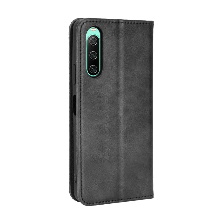 For Sony Xperia 10 IV Magnetic Buckle Retro Texture Leather Phone Case