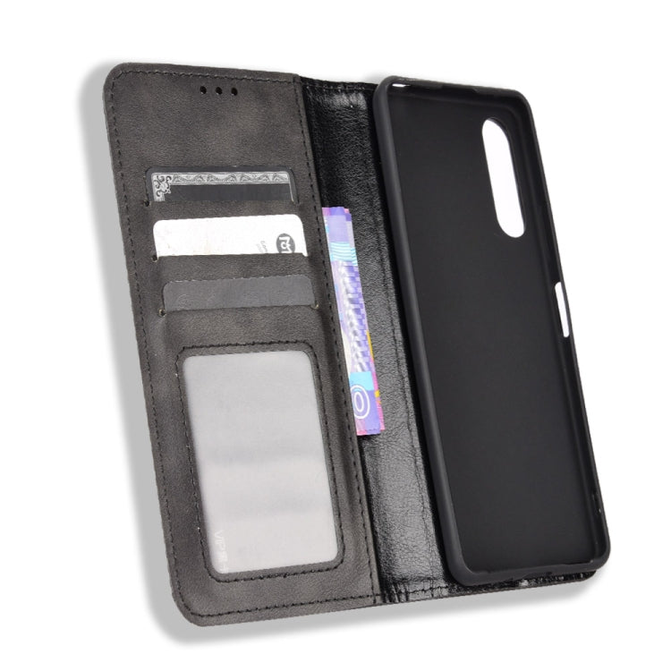 For Sony Xperia 10 IV Magnetic Buckle Retro Texture Leather Phone Case
