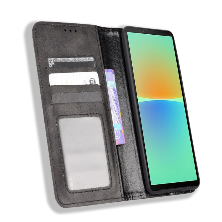 For Sony Xperia 10 IV Magnetic Buckle Retro Texture Leather Phone Case