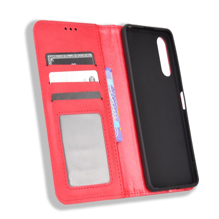 For Sony Xperia 10 IV Magnetic Buckle Retro Texture Leather Phone Case
