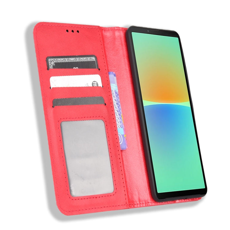 For Sony Xperia 10 IV Magnetic Buckle Retro Texture Leather Phone Case