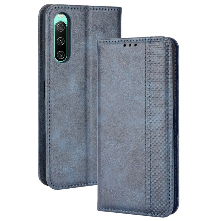 For Sony Xperia 10 IV Magnetic Buckle Retro Texture Leather Phone Case