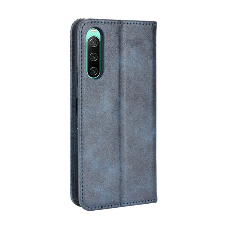 For Sony Xperia 10 IV Magnetic Buckle Retro Texture Leather Phone Case