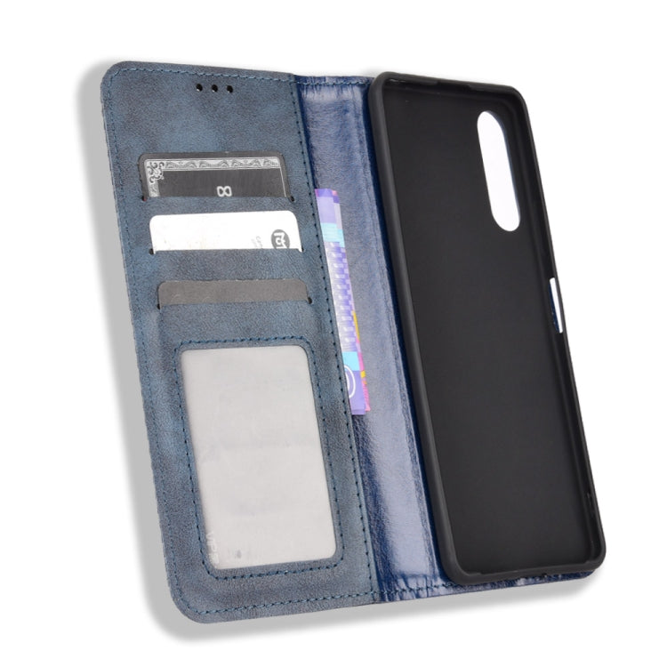 For Sony Xperia 10 IV Magnetic Buckle Retro Texture Leather Phone Case