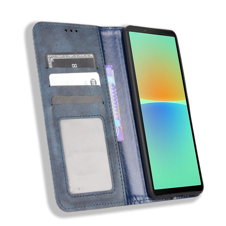 For Sony Xperia 10 IV Magnetic Buckle Retro Texture Leather Phone Case