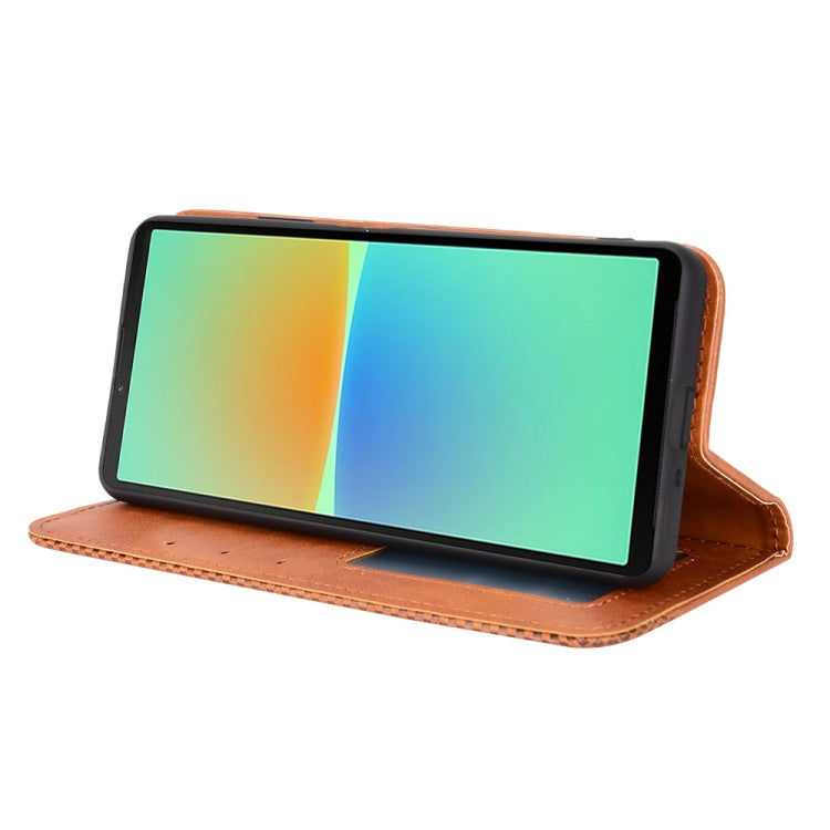 For Sony Xperia 10 IV Magnetic Buckle Retro Texture Leather Phone Case