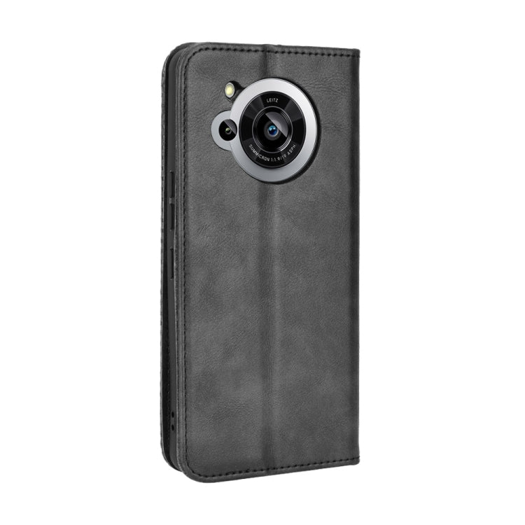 For Sharp Aquos R7 Magnetic Buckle Retro Texture Leather Phone Case