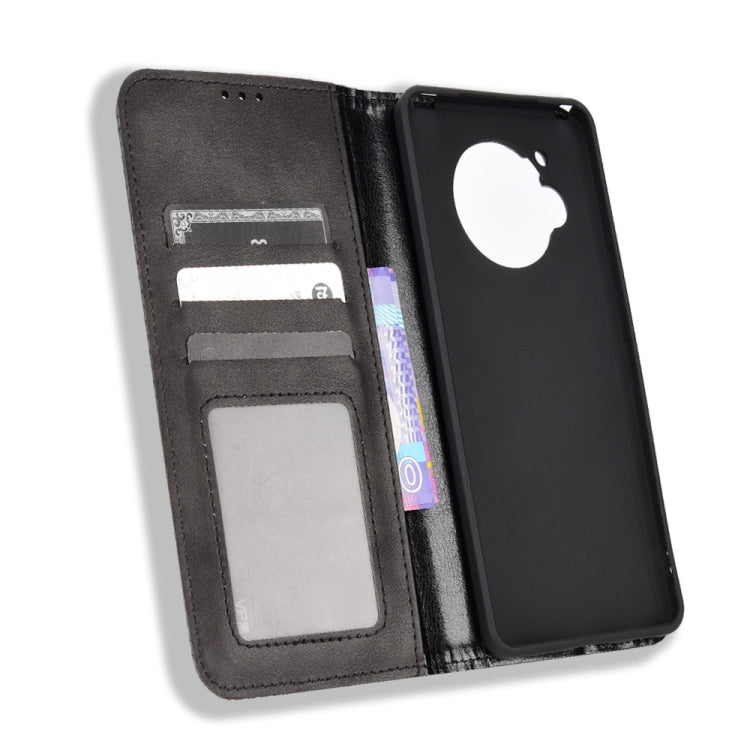 For Sharp Aquos R7 Magnetic Buckle Retro Texture Leather Phone Case