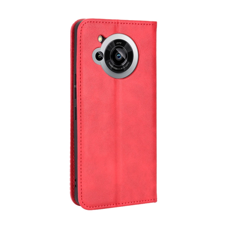 For Sharp Aquos R7 Magnetic Buckle Retro Texture Leather Phone Case