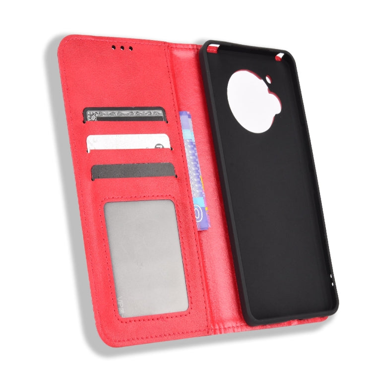 For Sharp Aquos R7 Magnetic Buckle Retro Texture Leather Phone Case