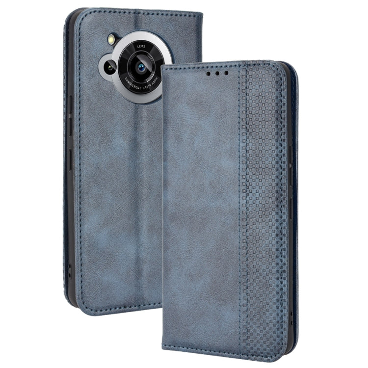 For Sharp Aquos R7 Magnetic Buckle Retro Texture Leather Phone Case