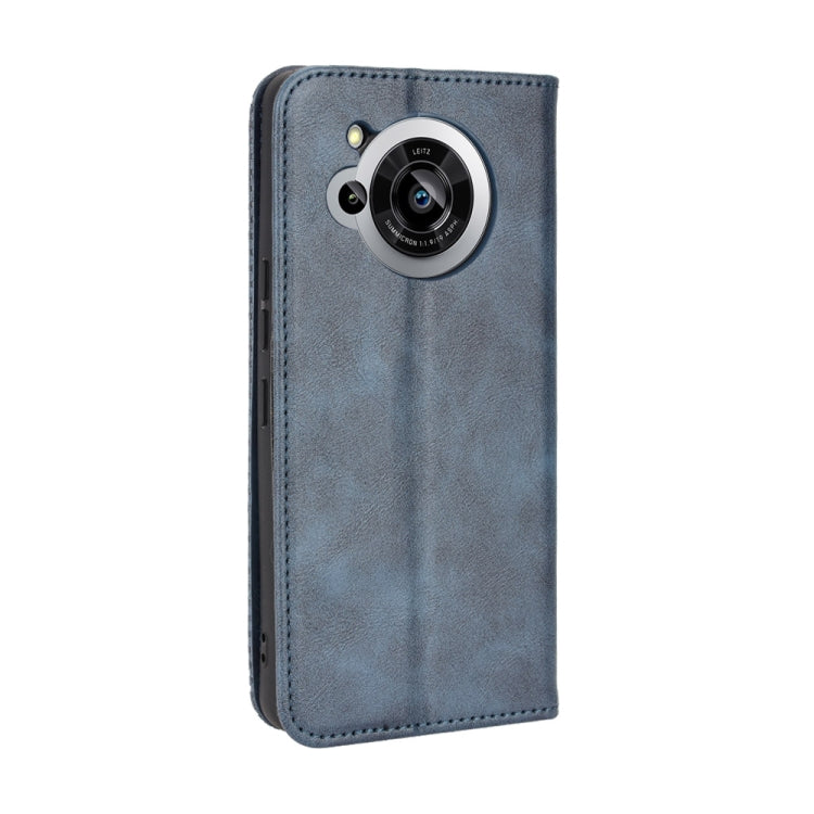 For Sharp Aquos R7 Magnetic Buckle Retro Texture Leather Phone Case